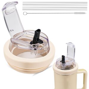 Ersatzdeckel für Stanley Cup 40oz + Auslaufsichere + Wiederverwendbar und hitzebeständig (Cremeweiß, 40oz) Ersatzdecke