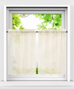 **Transparente Scheibengardinen 2er Set Küche Beige BxH 66x61 cm*2** | **Bistrogardine Vorhang Reihe 2er Set Beige Förs
