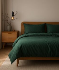 Bettwäsche 100% BaumwolleMade in EU DunkelGrünOEKO-TEX STANDARD 100 Hohe Qualität 155x220 cm