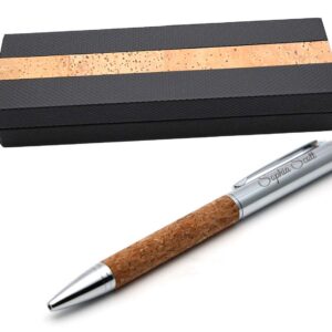 Persönlichierter metallischer Kugelschreiber aus Kork + Geschenkbox | Schaffen Sie ein einzigartiges Geschenk | Lasergra