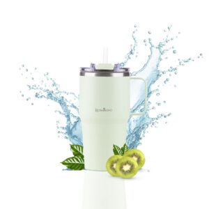 Thermobecher 580ml Edelstahl ROSMARINO | Kompakter Isolierbecher & Auslaufsicher & BPA-frei | Arbeitsplatz & Fitness | H