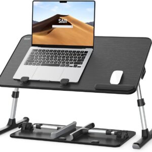 SAIJI Betttisch, 5-Höhenverstellbar Laptop Ständer, für Sofa-Arbeit und Studieren (52 * 30cm Schwarz) SAIJI Betttisch,