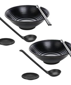 Großes Nudelschalen-Set für Japanische Küche - Matt und mit Dip-Untertassen: Perfect für Ihr Zuhause und Restaurant! |