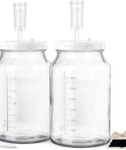 2x Großes 4 Liter Fermentierglas mit Luftschleuse - Breiter Mund Gärventil Set mit Gewichten für Sauerkraut Kimchi Kefir
