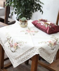 Stickpackung Tischdecken für Anfänger, Stickerei Set Gartenblume DIY, Zartes Design aus Gestrickter Spitze, Stickset mit
