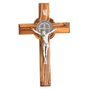 St. Benedikt Kreuz als Geschenkartikel Olivenholz 20 x 12,5 cm | Wandkreuz Benediktuskreuz Olivenholz 20 x 12,5 cm | Kr