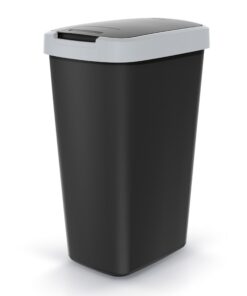 Spetebo Kunststoff Mülleimer eckig schwarz 45 Liter - Abfalleimer mit Schwing-Klapp-Deckel Recycling Tonne