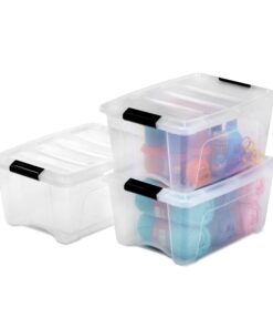 Iris Ohyama DDNTB-15 Aufbewahrungsbüschel 15L 3er-Set Transparenz Sicherer Verschluss für Schlafzimmer Schrank Büro Orga