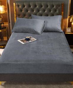 Fleece Spannbettlaken 200x200 Grau Warm und Komfortabel für Doppelbetten mit Hoher Matratze OEKO-TEX STANDARD 100