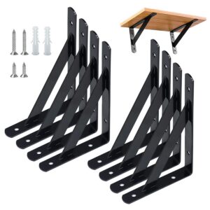 Metall Wand-Winkel Regalhalterung 8 Stück Schwarz für Schwerlast-Träger | 150x95mm Schwarz Schraubliche Wand-Winkel Reg