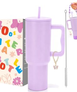 40 oz Tumbler mit Griff und Strohhalm für Outdoor-Aktivitäten - vakuumisolierte Edelstahl-Doppelwand-Wasserflasche (Lave