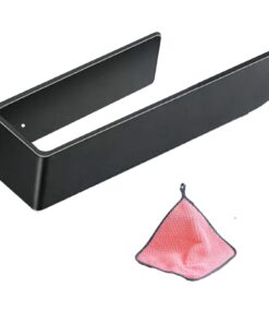 1 Selbstklebender Handtuchhalter (Handtuch Halterung) für Küche, Duschwand, Badezimmer und WC (Schwarz, 204mm) 2 Selbst