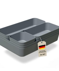 VMbathrooms Schubladen Organizer Set | Praktischer Ordnungshelfer für Büro & Haushalt | Anthrazit Sortierboxen