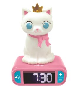 Lexibook Kätzchen Nachtwecker - beleuchtetes LCD mit Sounds und Melodien für eine gute Nacht, Rosa, RL800KT | Lexibook