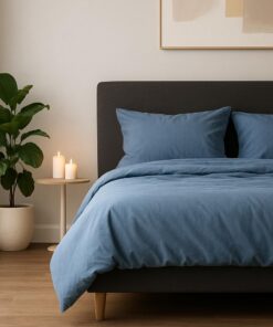 Eco-Tex Baumwoll Bettwäsche 135x200 cm Jeans Blau für Erwachsene zu Hause