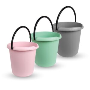 Eimer (3 Stück) Haushaltseimer, 5 Liter, Mix Farbe, BPA-frei, Stabiler Kunststoff, Made in EU