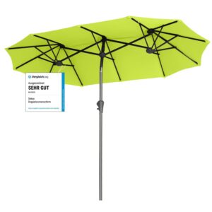 Sekey 160 × 300 cm Doppelsonnenschirm| Groß Sonnenschirm für Terrasse, Balkon & Garten| Windfest & UPF 50+ Stabilkeit Gl