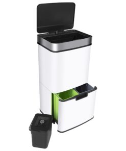 Ribelli Edelstahl Mülltrennsystem 3+1 Fächer mit Sensor - 72 Liter Weiß