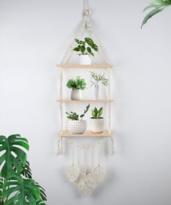 Boho Deko 3 Tier Makramee Wandregal für Wohnzimmer ohne Bohren