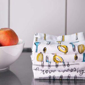 Penguin Home® Stilvolle 4-Set Baumwoll Geschirrtücher | Für Die Küche | Maschinenwaschbar & Weiche | 100% Réines Baumwol