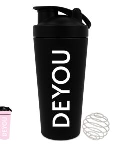 DEYOU Edelstahl Protein Shaker – Auslaufsicher & BPA-frei – Fitness Getränke Shaker für Proteinpulver & Eiweißshake (sch