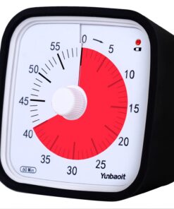Yunbaoit Visueller Timer für Kinder + 60 Minuten Countdown + Leises mit Alarm (Schwarz)
