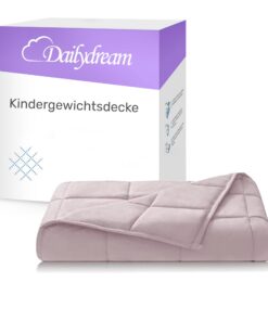 Dailydream Kinder Gewichtsdecke kuschelig rosa 104x150 Therapiedecke für schwere Nächte mit Glasperlenschwere