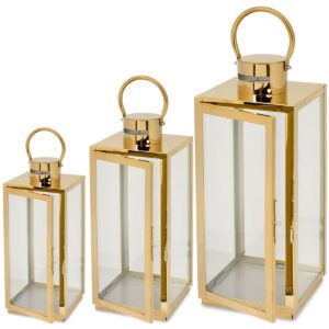 SEVICO Outdoor-Laternen Set xxl für Balkon und Garten mit Kerzenhalter und Windleuchte