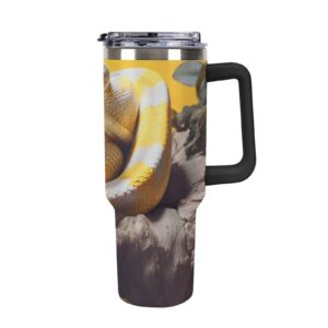 AQRJLPM Python-Autobecher für kalte heiße Getränke, isoliert, 1,2 l, Edelstahl, Reise-Kaffeebecher, Trinkhalm und Decke