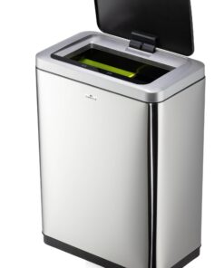 Dauerhafte NO TOUCH DUO Mülleimer 2x20L Silber - Mülltrennsystem mit herausnehmbaren Inneneimern | 342423