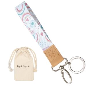 Damen & Herren kurzer Schlüsselanhänger mit Ring & Karabiner von Things of Happiness | Edler Schlüsselzug | perfektes Ge