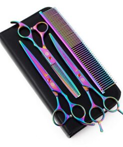 Purple Dragon 7,0-Zoll Strass Dekoration Pet Grooming Scissors für Hunde - Regenbogen-Sortiment, 3PCS Haarschnitt & Bürs