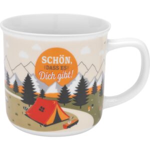 GRUSS & CO Kaffeetasse mit Motiv "Berge" | Geschenkbox verpackt, Porzellan, 35 cl | Geburtstag, Geschenk, Fernreise