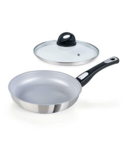 Genius Cerafit Steel Bratpfanne 24cm + Glasdeckel - kräftig und praktisch für die gesamte Familie bei induction Kochplat