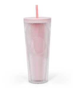 Sweet Grain Trinkbecher mit Nieten und Strohhalm, anpassbar für kalte Getränke, BPA-frei, isoliert, wiederverwendbar, pe