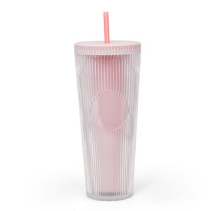 Sweet Grain Trinkbecher mit Nieten und Strohhalm, anpassbar für kalte Getränke, BPA-frei, isoliert, wiederverwendbar, pe