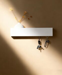 ATTEEFI Schlüsselbrett Weiss - Wandorganizer für Flur & Eingang mit 5 Haken & Metall & Holzbauwerk Bewertung Hohe Speich