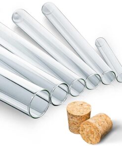 Tuuters 25x Glas Reagenzgläser mit Druckkorkenverschluss für Labore und Forschungseinrichtungen - Transparent - Ø 20mm,