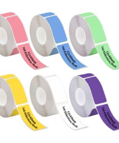 6 Farben Thermoetiketten Selbstklebend für Büro und Zuhause, 160 Pcs/Rolle, 12x40 mm Thermoetikettenband, Büroetiketten