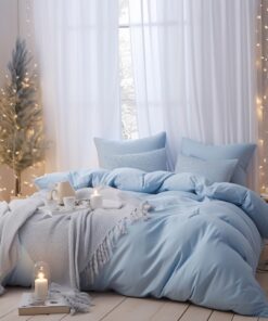 AYSW Spa Blau gebürstete Microfaser Bettwäsche 200x220cm + Kopfkissenbezug 80x80cm Reißverschluss