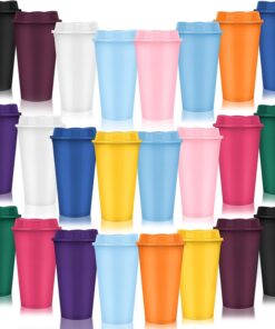TESIN Heckehychtige Wiederverwendbare Kaffeebecher mit Deckel, 470 ml, diverse Farben für Party, Ostern und Karneval, is