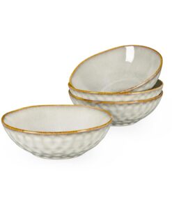 Steingutes Müslischalen Set - 4-teilig, 750ml, Keramik Schüssel für 4 Personen - Beige
