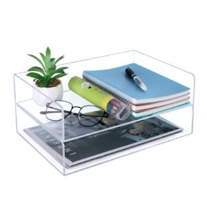 HAOTIAN-X 2-Tier Acryl Schreibtisch Veranstalter - stapelbar für Home und Workspace mit A4 Kompatibilität und Office Dok