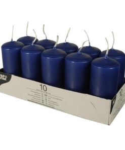 10 Stumpenkerzen dunkelblau · große Flammenspitze · Zimmer-decors | 10 dunkelblau Kerzen Ø 40 mm · warmes Duftgeruch ·