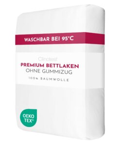 Clinotest Premium Flachbettlaken 100x200 cm, Hotelqualität, pflegeleicht