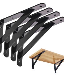 Kraftvolle Wand-Winkel Schwerlast-Träger 90 Grad Regalhalterung für Massiv-Totenfall-Wände (150 x 95mm, Schwarz) (4) K