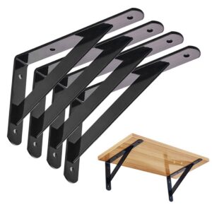 Kraftvolle Wand-Winkel Schwerlast-Träger 90 Grad Regalhalterung für Massiv-Totenfall-Wände (150 x 95mm, Schwarz) (4) K