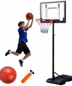 Basketballkorb Outdoor + Basketball + Luftpumpe Outdoor + Einstellbare Höhe 148-250cm Kinder 6-12 Jahre + Der Beste Kom