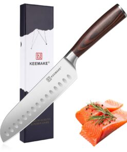 **KEEMAKE Santoku Messer, 18 cm Edelstahl, Hochwertig für Küchenentusiaste beim Obst- und Gemüsehacken** | **KEEMAKE Kü