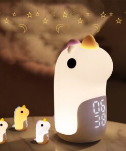 Kinder Wecker mit Cute Einhorn Licht, Snooze Funktion & Dimmbar, Geschenk für Kinder Jungen & Mädchen